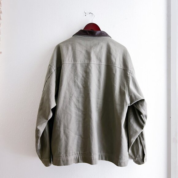 VINTAGE Marlboro Canvas Chore Work Field Barn Jacket w/Leather Collar - Picture 6 of 7